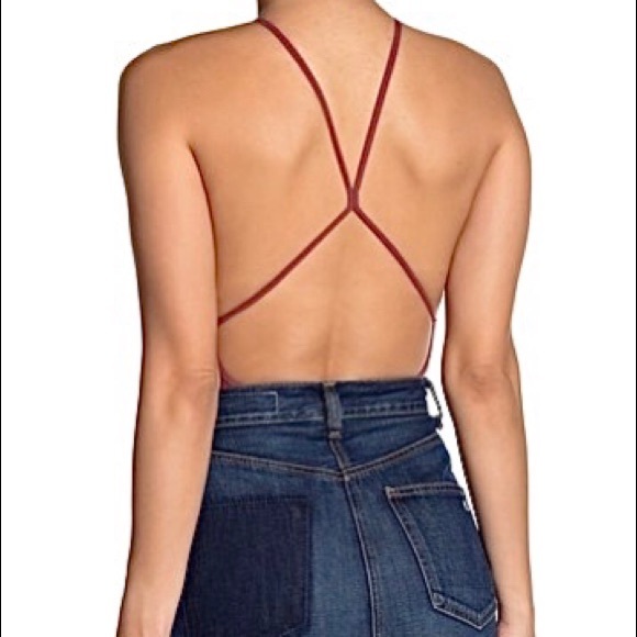 Free People Bridget Bodysuit Wine Halter Neck - Picture 9 of 16